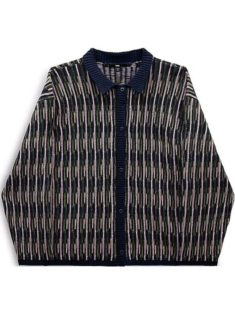 Vans Chunky Knit Cardigan Size M / L Blue Green Pink Vertical Stripe Alta Womens